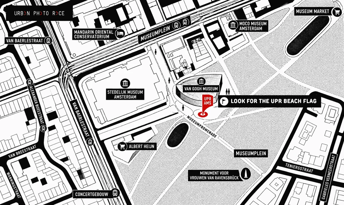 Map of the meeting point on Museumplein, behind the Van Gogh Museum